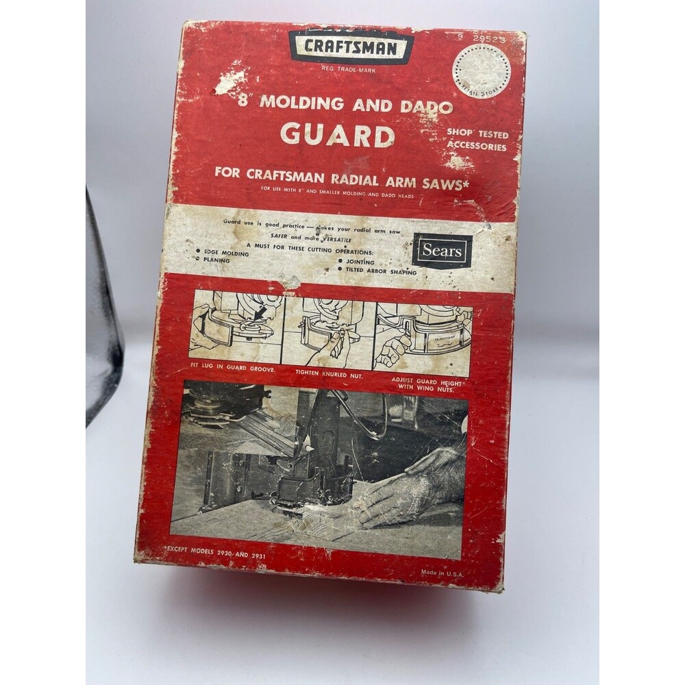 Vintage Craftsman 9-29523 8" Molding Dado Guard Radial Arm Saw w/ Box